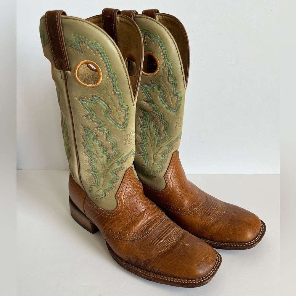 Rocky Cowboy Boots Men's Green Brown Size 8.5 M